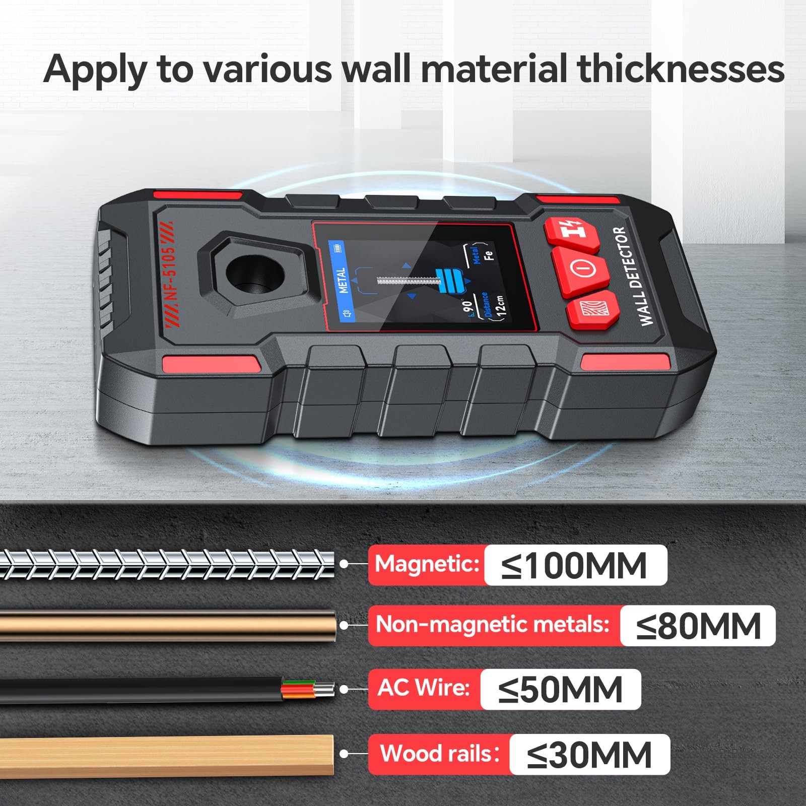 Stud Finder, Rechargeable Stud Finder Wall Scanner with Upgraded Intelligent ...