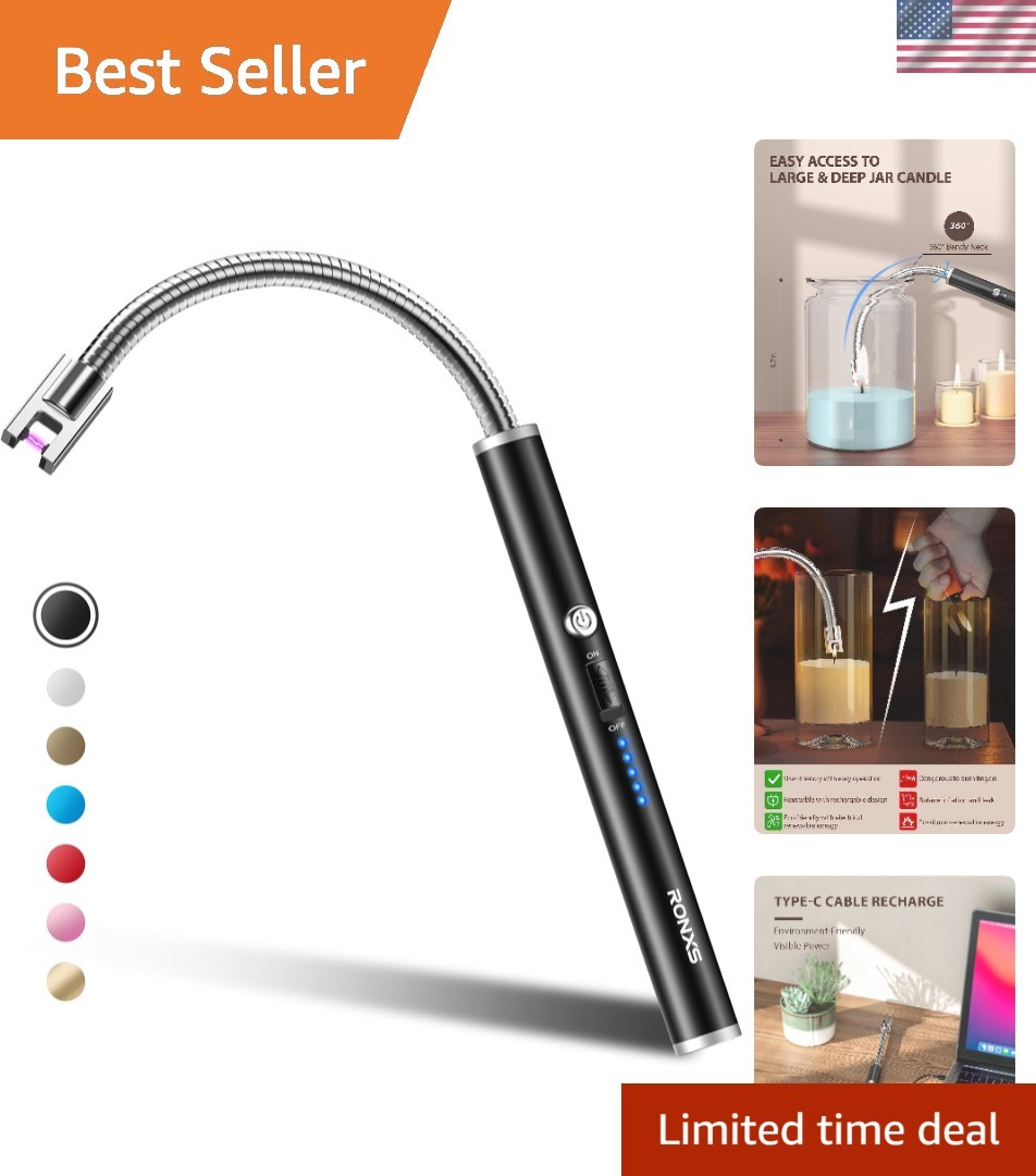 Eco-Friendly Type-C Rechargeable Lighter with 10cm Flexible Neck & Safety Lock