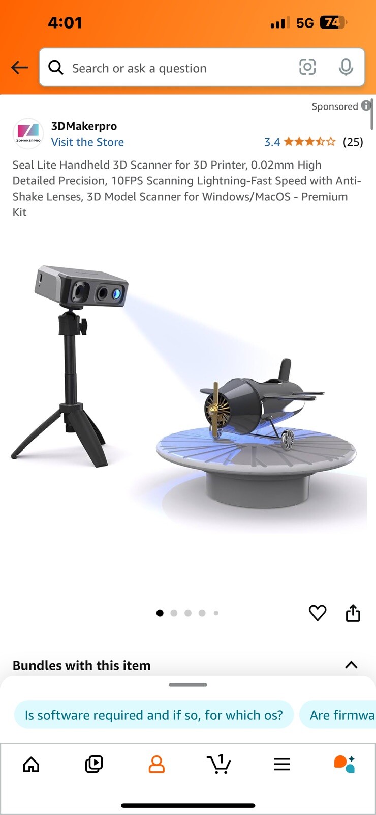 3D Maker Pro Seal Lite Handheld 3D Scanner For 3D Printing