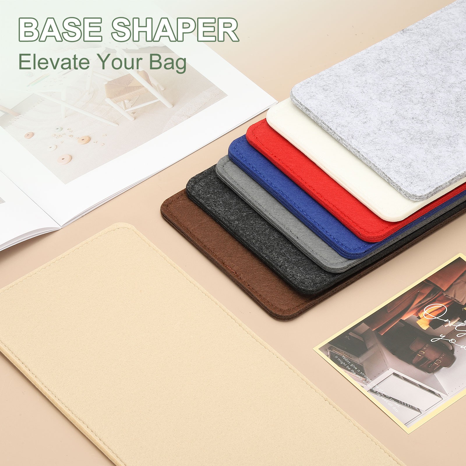 Felt Base Shaper, Bag Bottom Shaper 11 x 6 Inch for Purse (Light Gray)
