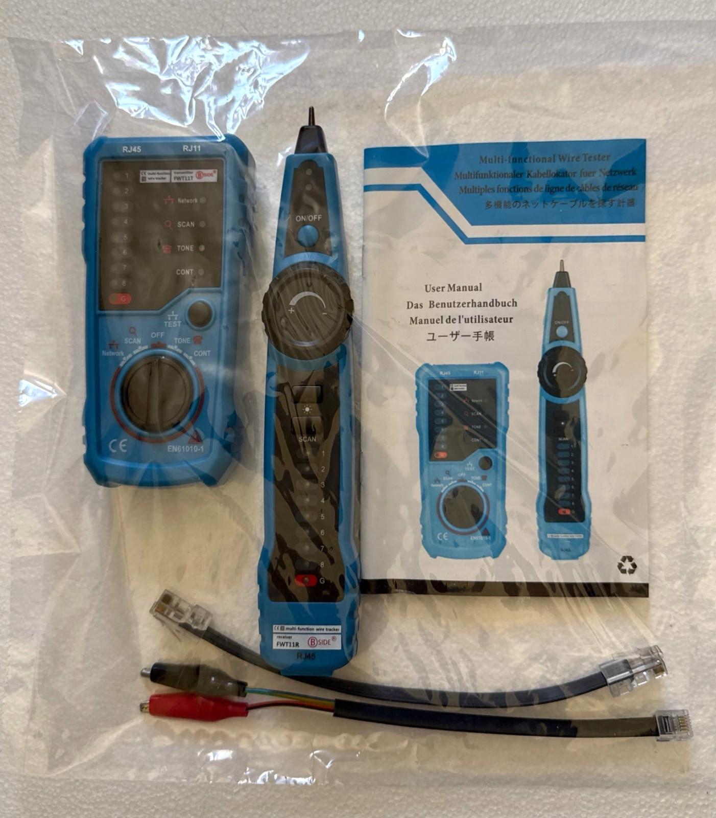 BSIDE Multi-functionl FWT11 Handheld Wire Tester & Tracker, RJ-45 RJ-11