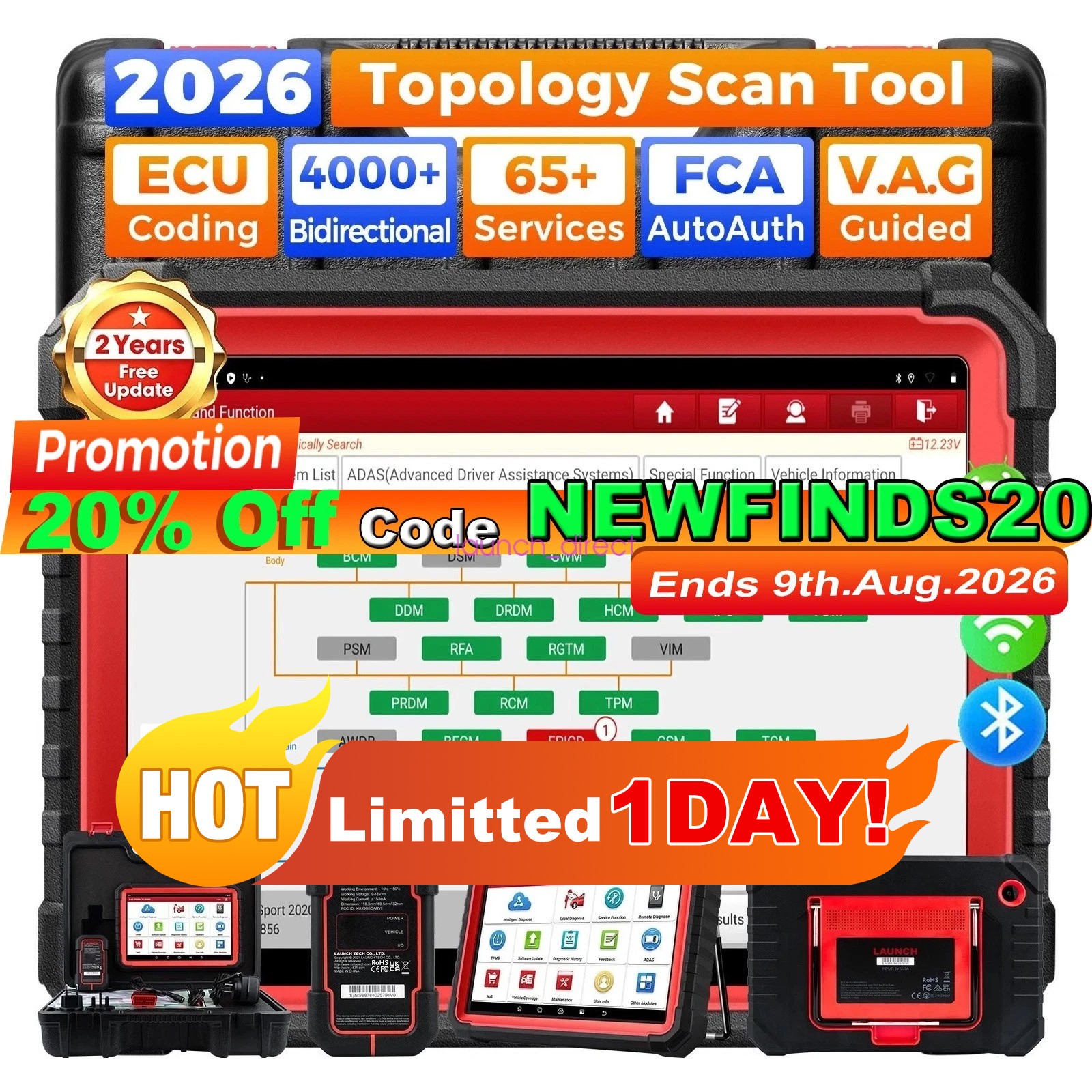 LAUNCH X431 PRO3S+ V5.0 Elite V+5.0 Bidirectional Diagnostic Scanner Key Coding