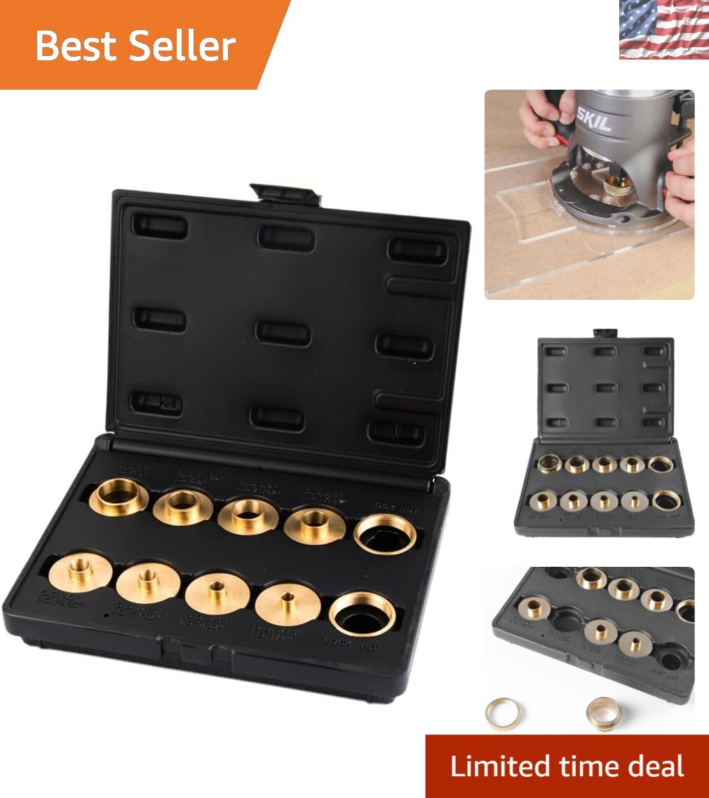 Universal Brass Router Bushing Set - 10 Pieces for All Router Types with Case