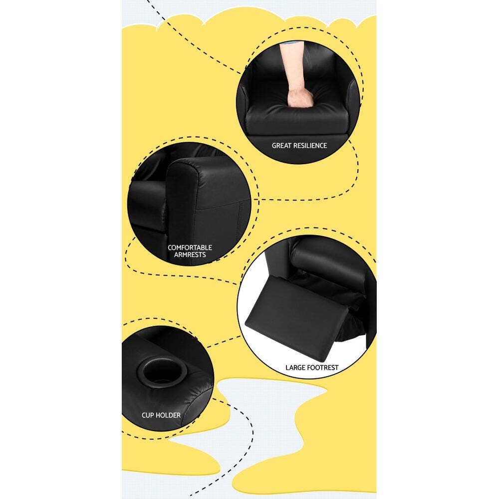 NNEDSZ Kids Recliner Chair Black PU Leather Sofa Lounge Couch Children Armchair