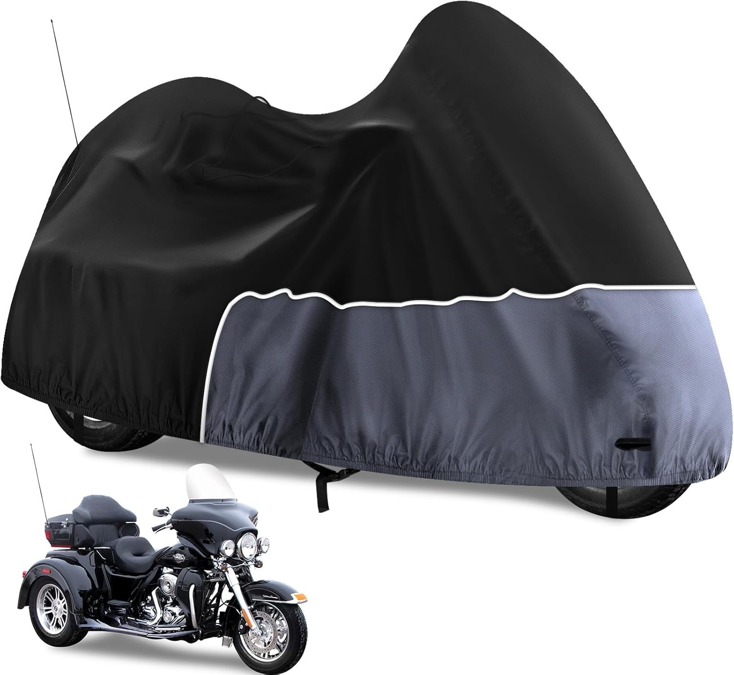 Trike Cover, Waterproof 3 Wheel Motorcycle Cover for Universal Trike Accessories
