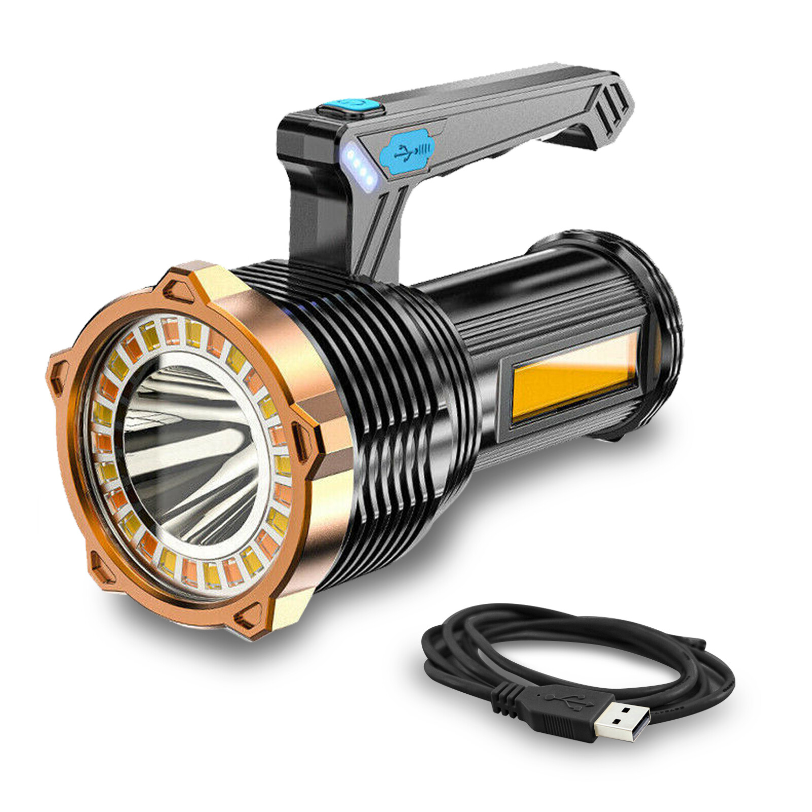 Super Bright LED Flashlight High Powered Torch USB Rechargeable Lamp