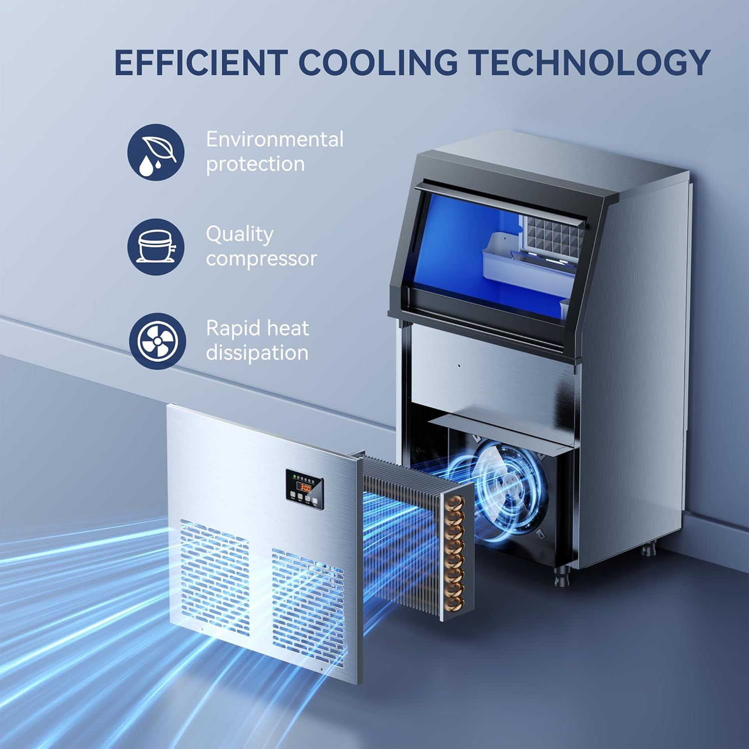 Commercial Ice Maker Machine, 100Lbs/24H Ice Machine, 34Lbs Storage, 45 Ice Cube