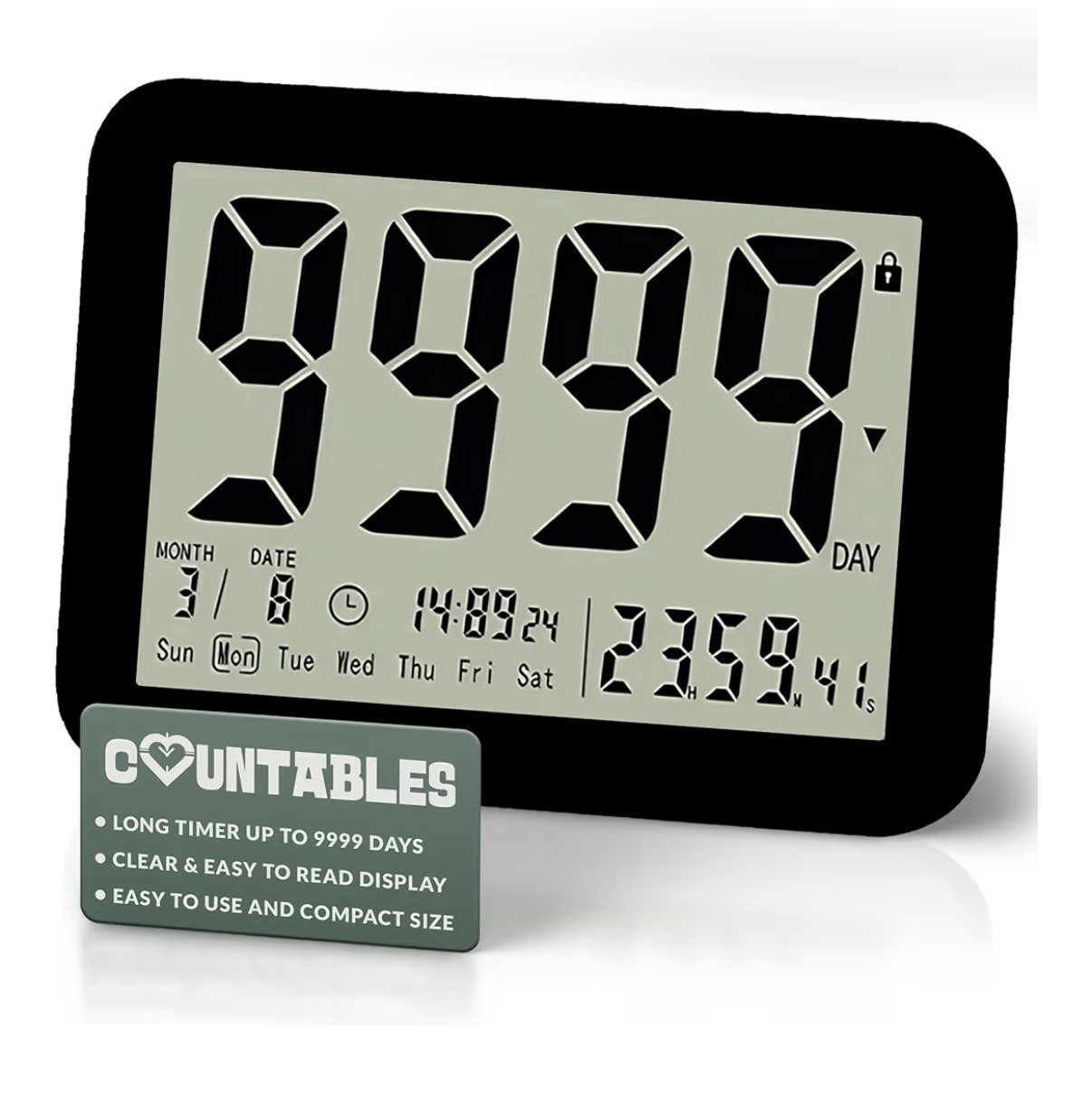 Countables 9999 Days Countdown Clock - Reusable Count Down Timer - Large Disp...