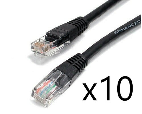 10 Pack Lot - 5ft CAT5e Ethernet Network LAN Router Patch Cable Cord Wire Black