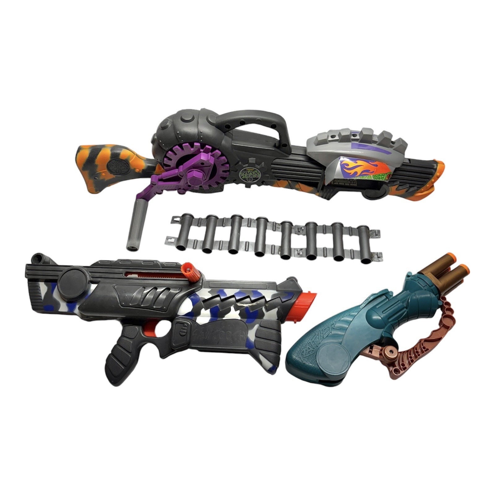 Vtg 1995 NERF Kenner Max Force Razorbeast, Rattler & Sawtooth Chain Dart Guns