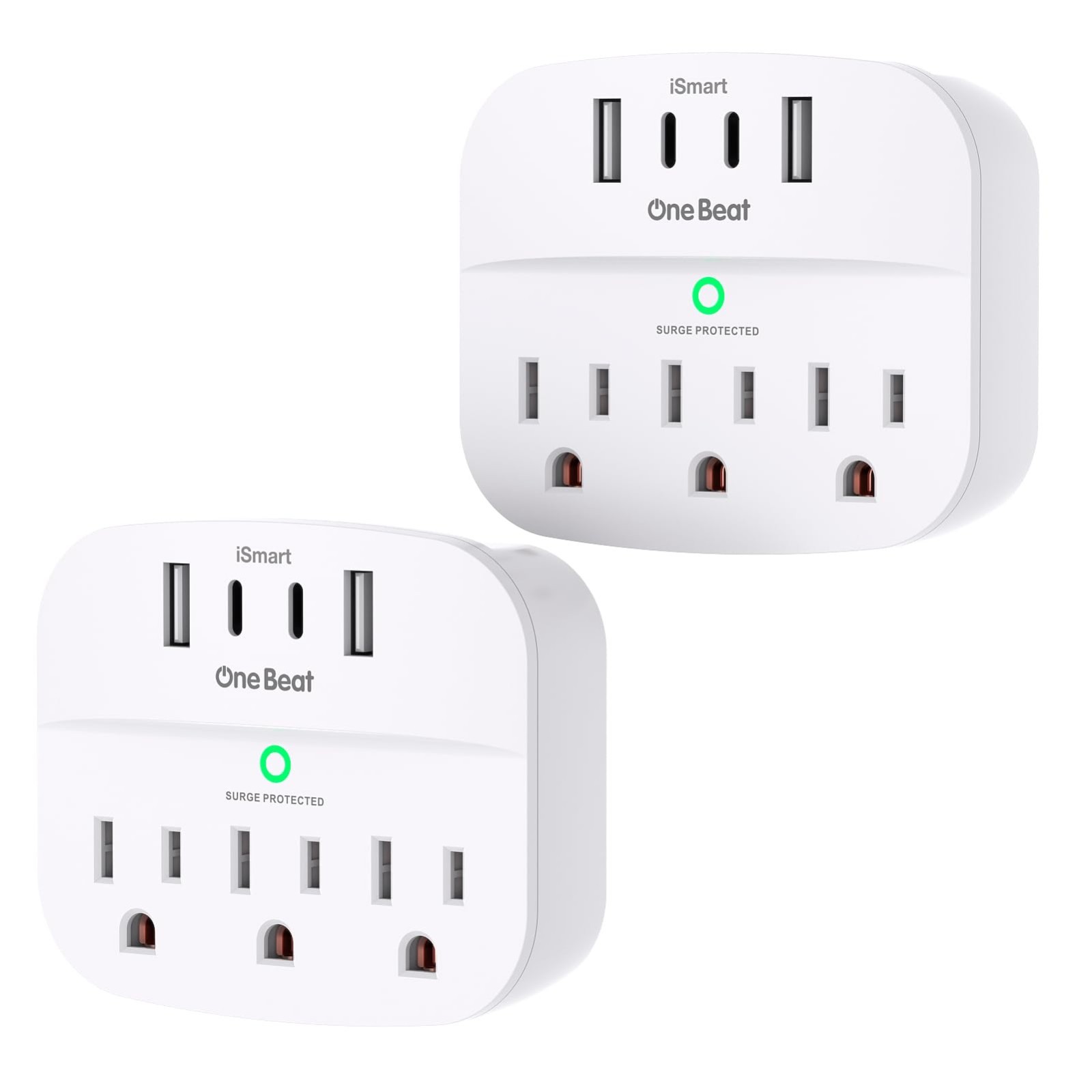 Multi Plug Outlet Splitter with USB, Surge Protector 2 Pack, 3 Outlets & 4 USB P