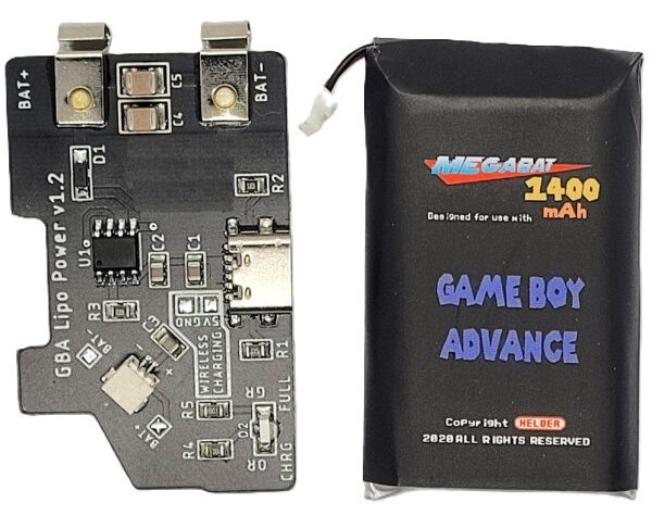 MegaBat1400 High Capacity (1400mAh) USB C Rechargeable Battery Pak for Game Boy