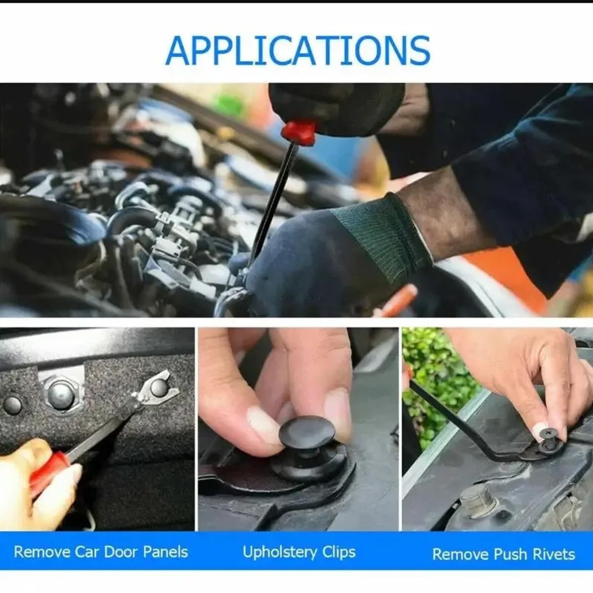 100 Pcs Bumper Clips Car Plastic Rivets Fasteners Push One Size, Black