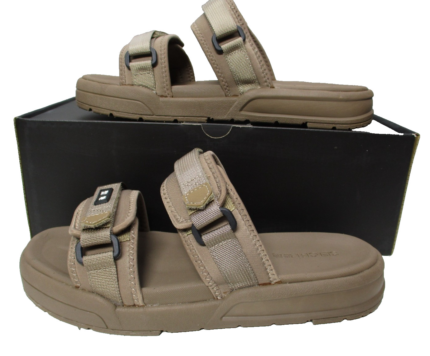 Seichi Sandoru Ni Mens Sz 11  Taupe/Brown/Tan  Slip On Slides Sandals Straps