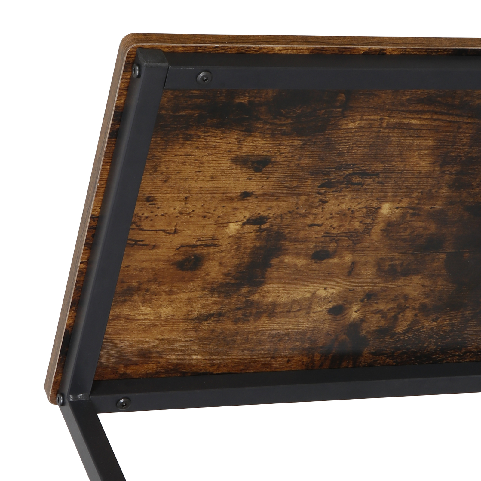 C Shaped Side Table End Table for Sofa Bed and Couch w/ Metal Frame Rectangular