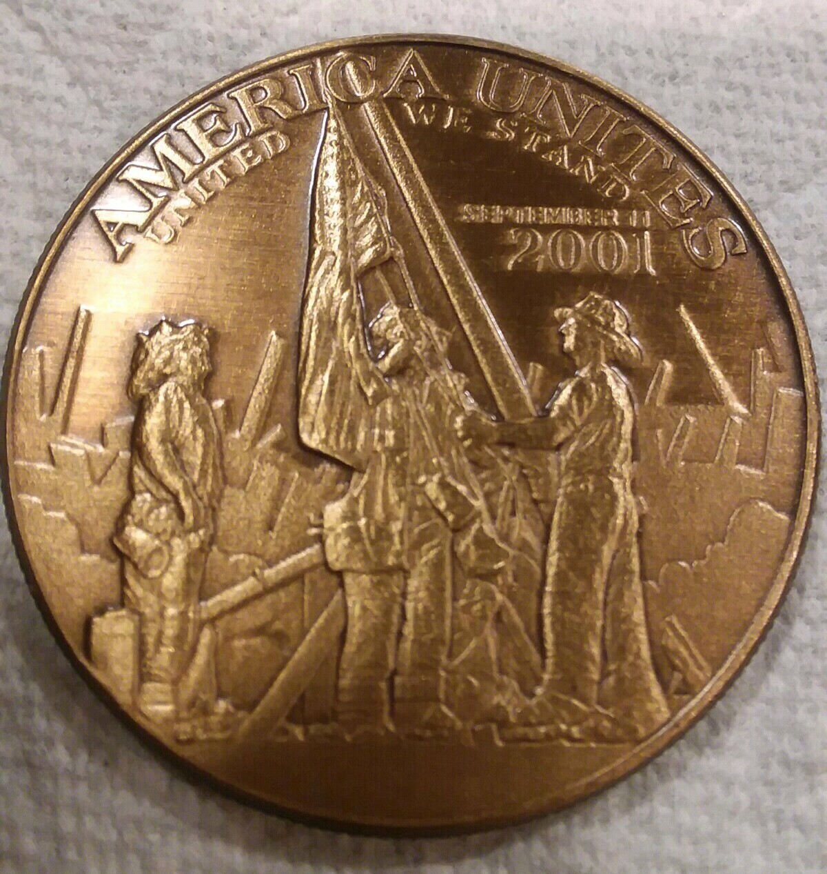 USMC MARINE CORPS - AMERICA UNITES - SEPTEMBER 11, 2001 - 9/11 CHALLENGE COIN