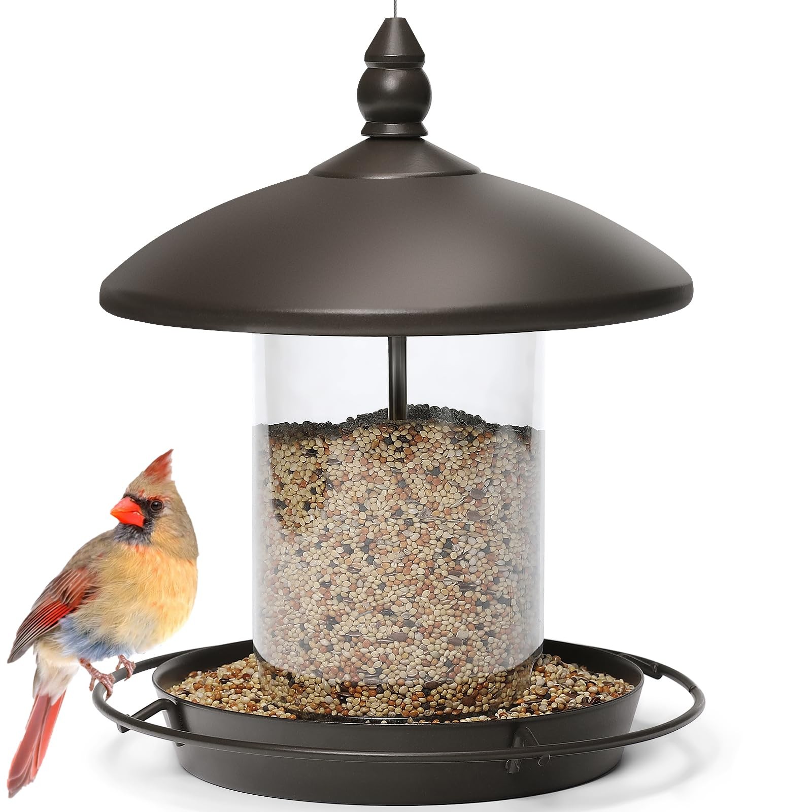 Youvip Metal Roof Bird Feeder - Chew Proof for Outdoor Hanging 1.7lb:Bronze