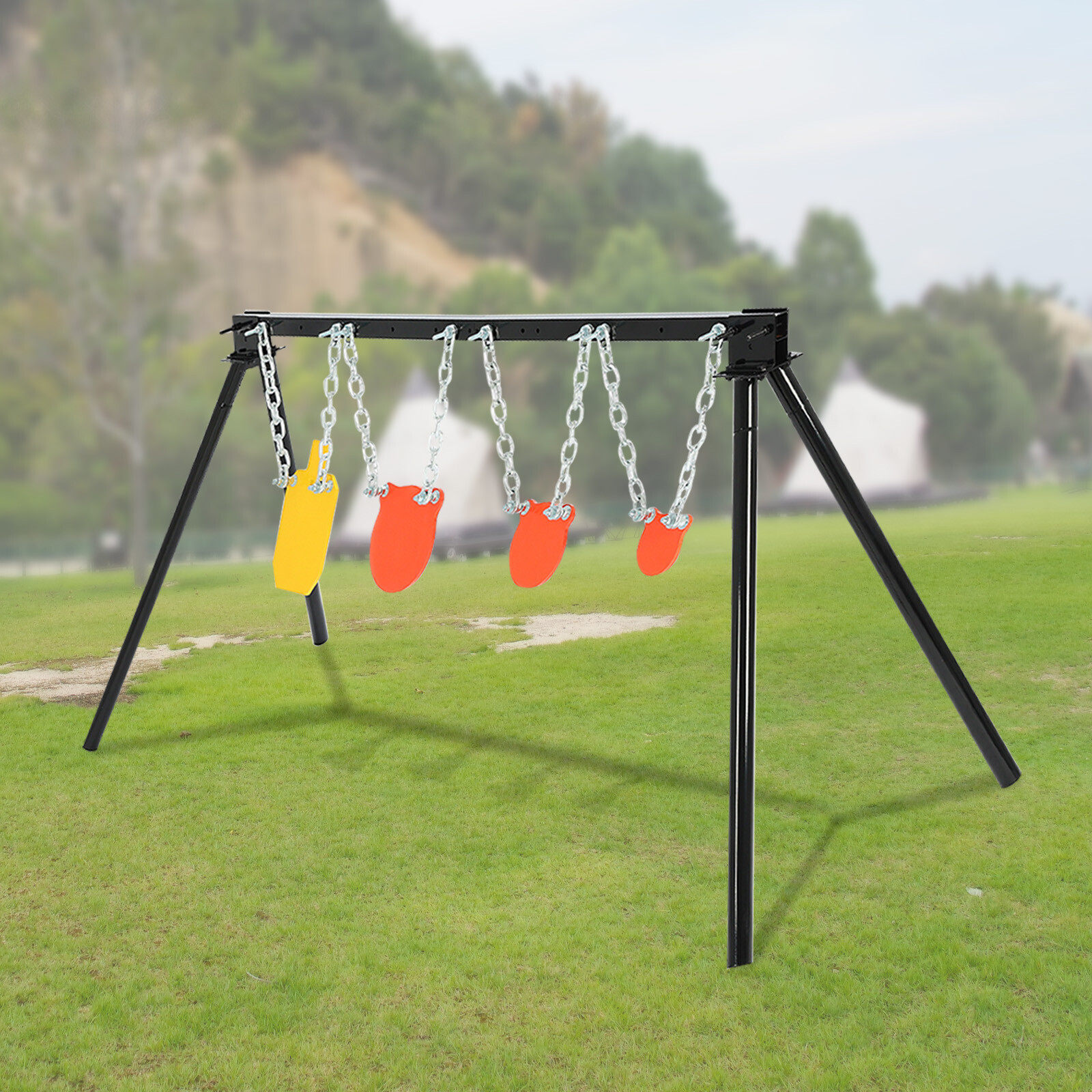 Steel Shooting Target Stand System w/Chains&4"6"8" Gong Targets+1x Torso Target