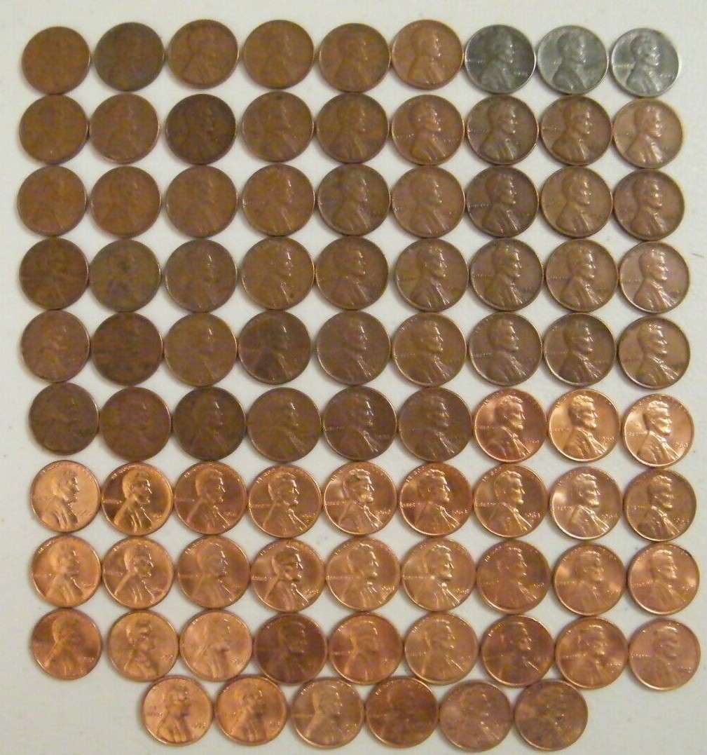 Complete set 1941-1974 PDS Lincoln Wheat & Memorial Penny Cent Set G-BU 87 coins