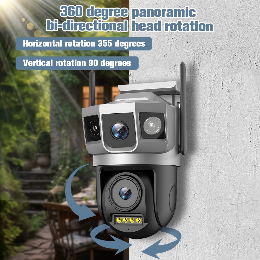 Outdoor Wireless WiFi IP Camera CCTV Control Dual Lens PTZ Security V380 Pro APP