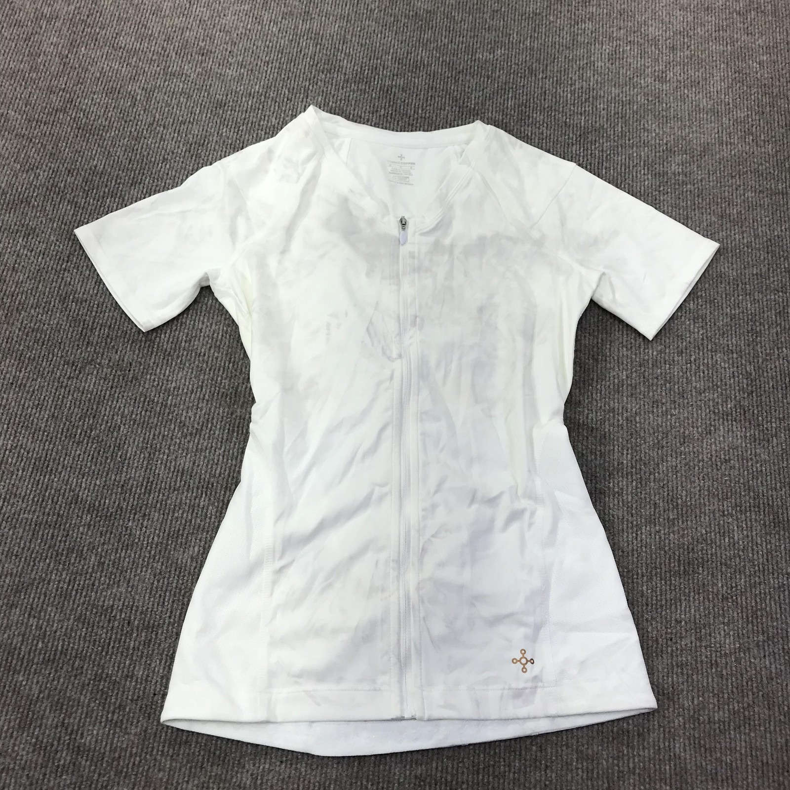 Tommie Copper Womens Back Support Compression Shirt Top White Medium Zip