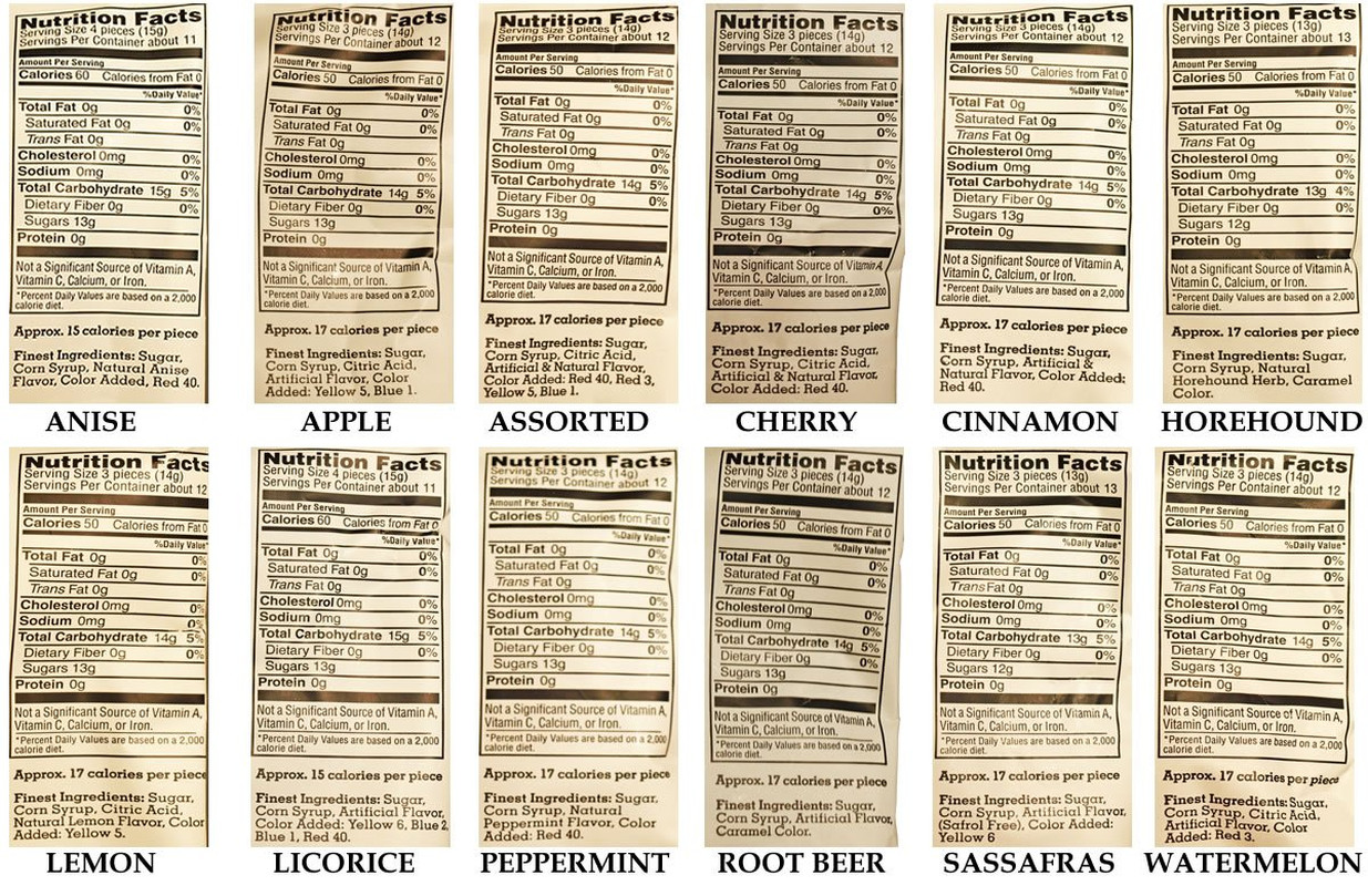 Old Fashioned Hard Candy - Variety 4 Pack - Apple, Cherry, Lemon, and Watermelon