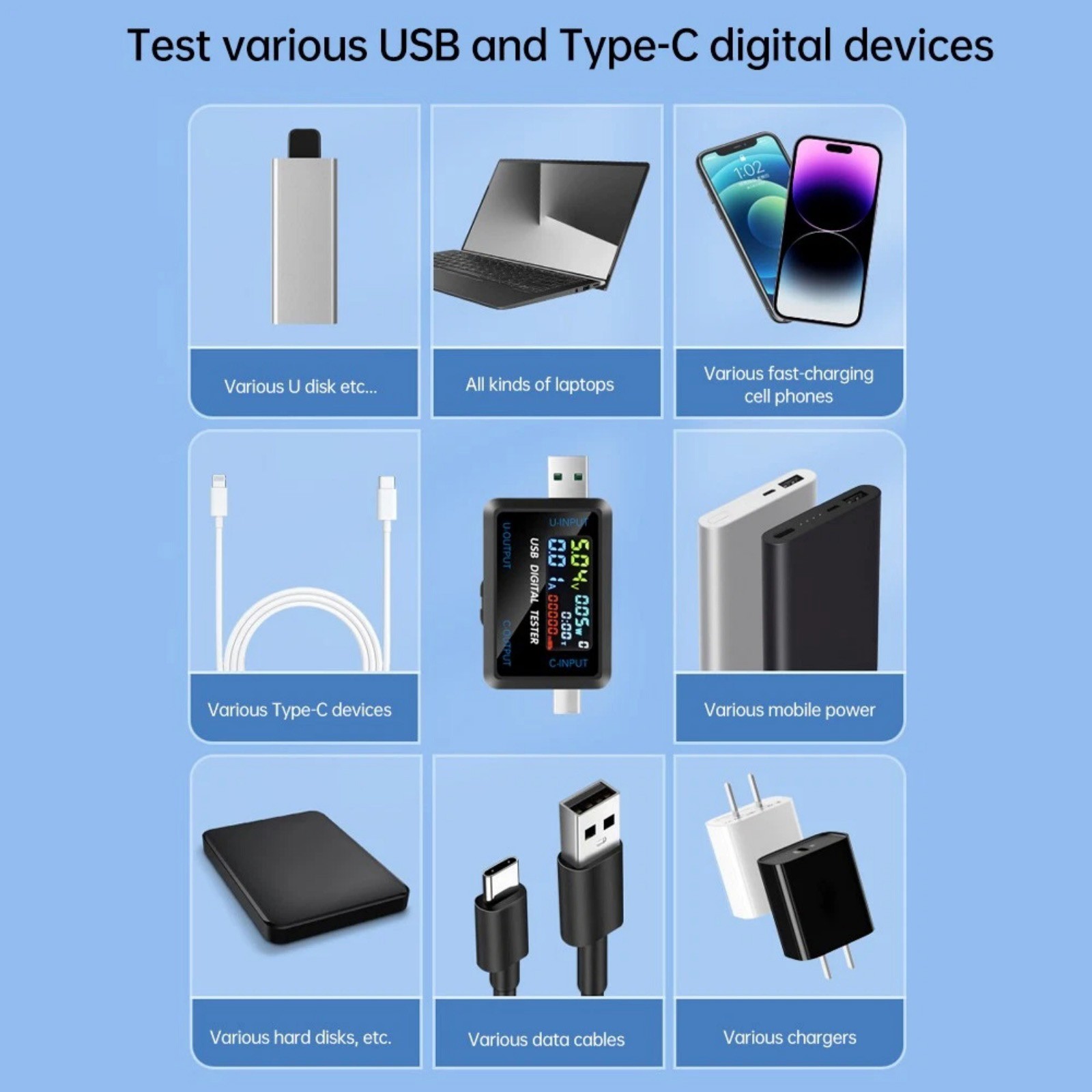 Maintenance USB C Voltmeter Current Meter Multi Function Button Power Monitor