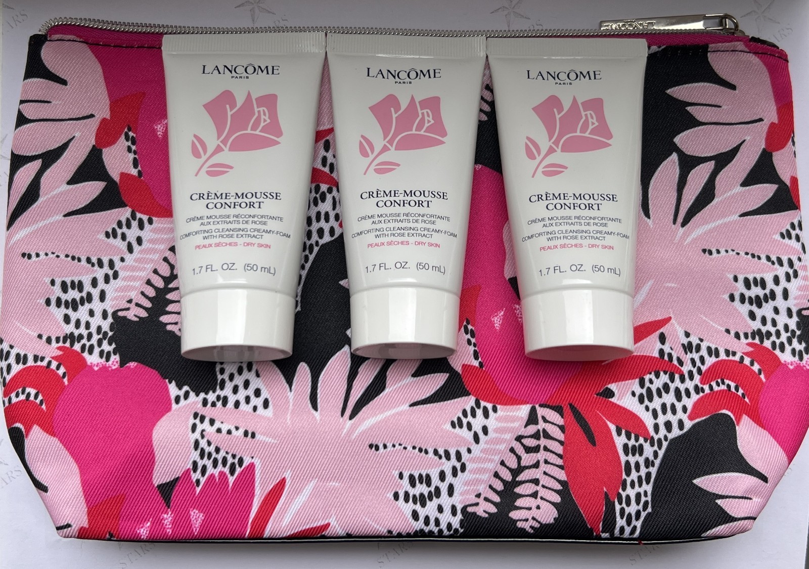 3 x Lancome Creme Mousse Confort Cleansing Foam W- Rose Extracts+Bag 1.7 oz Each