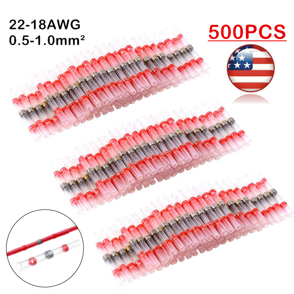 500pcs Waterproof Wire Connectors Heat Shrink Solder Seal Sleeve Butt Terminals