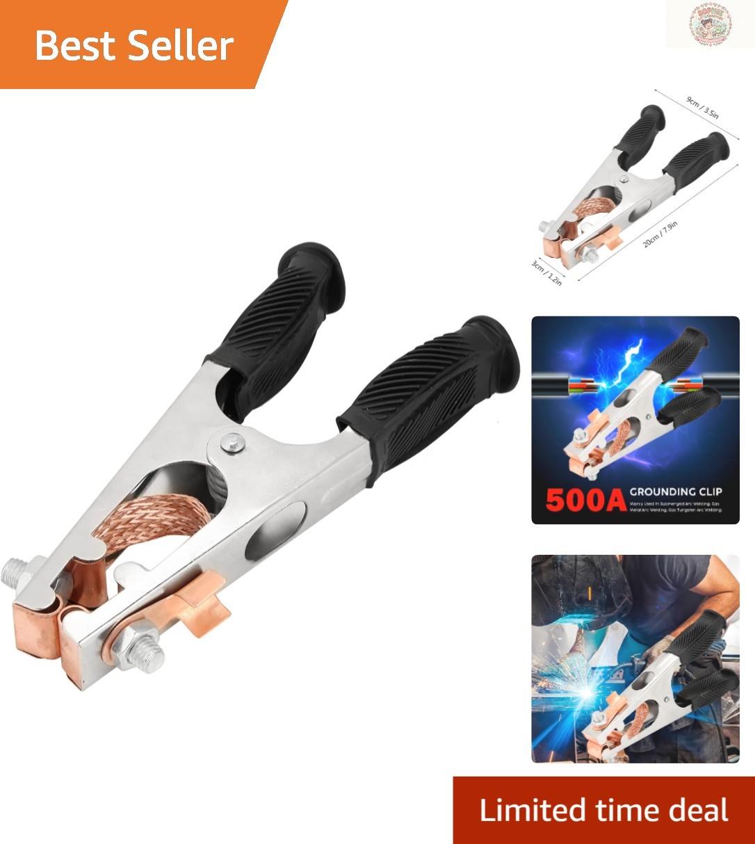 Professional Grade 500A Grounding Clamp - Strong Spring Copper Clip for Welders