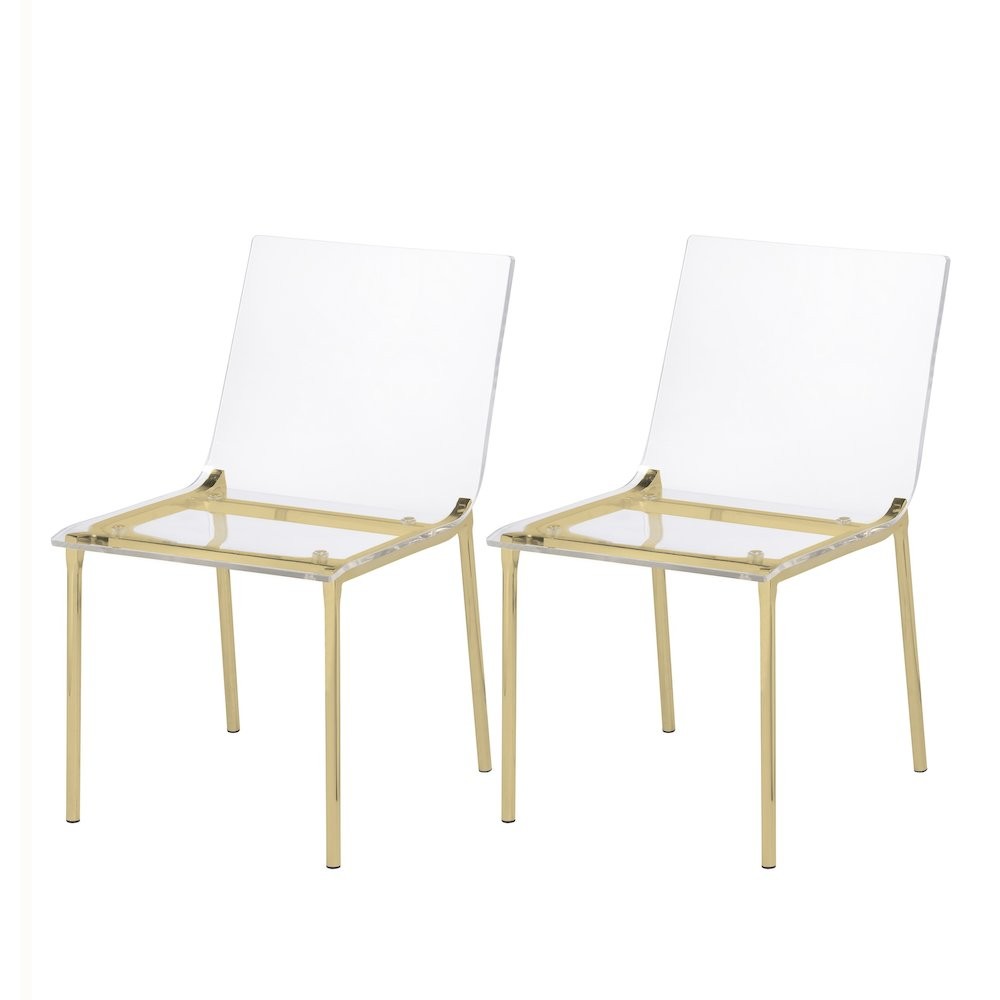 Antonio Acrylic Dining Chair Gold Finish - Set of 2