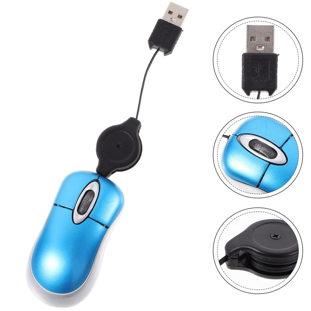 Mini Mouse Retractable Cord Plug and Play for Apple Dell HP Lenovo Windows