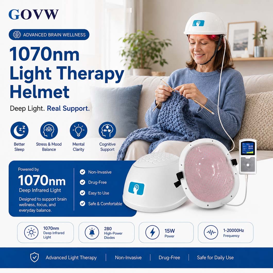 Portable 1070nm NIR Brain Helmet 280 LEDs Light Therapy PBM System for Home Use