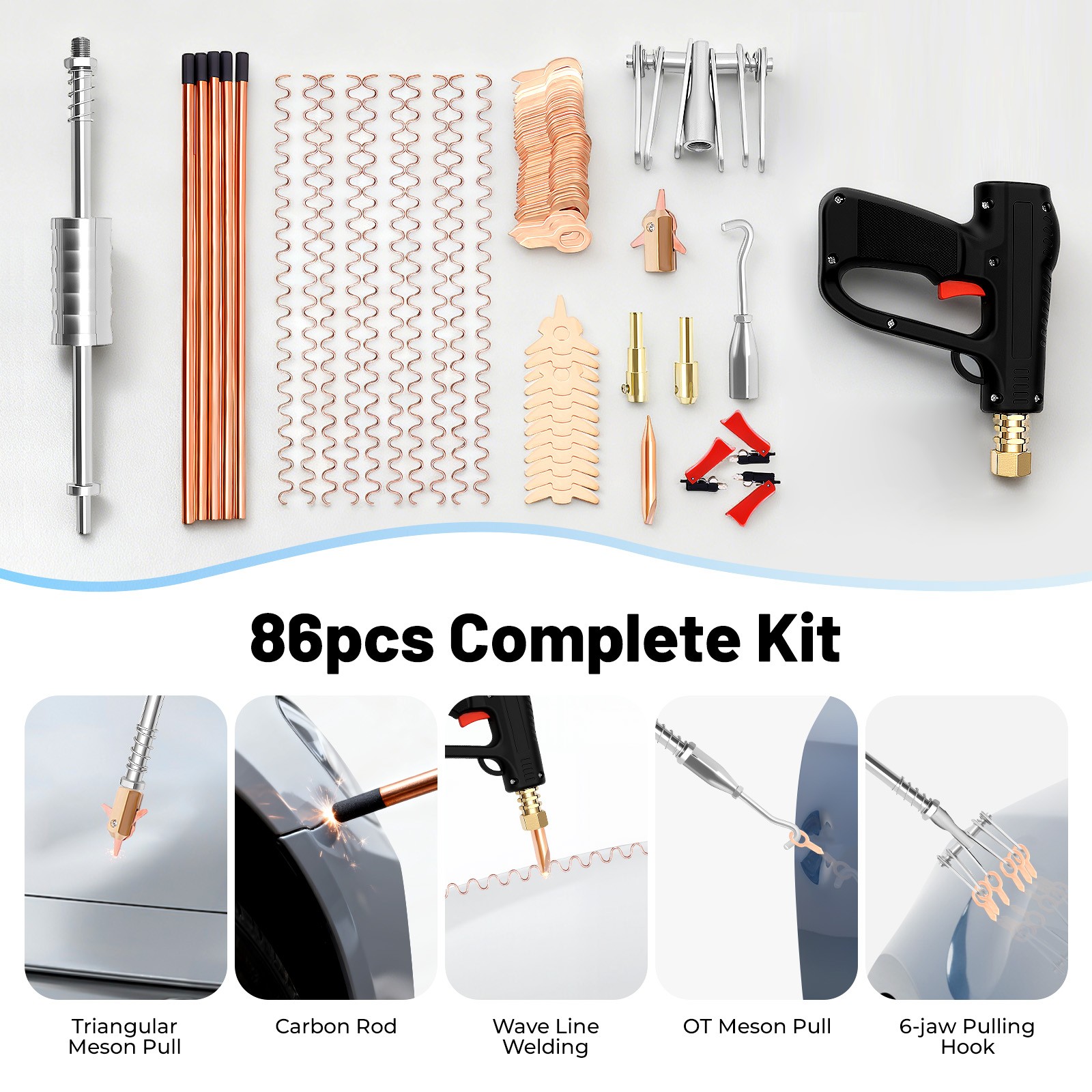 86PC Stud Welder Dent Puller Kit Car Body Spot Repair Device Welding Repair Tool