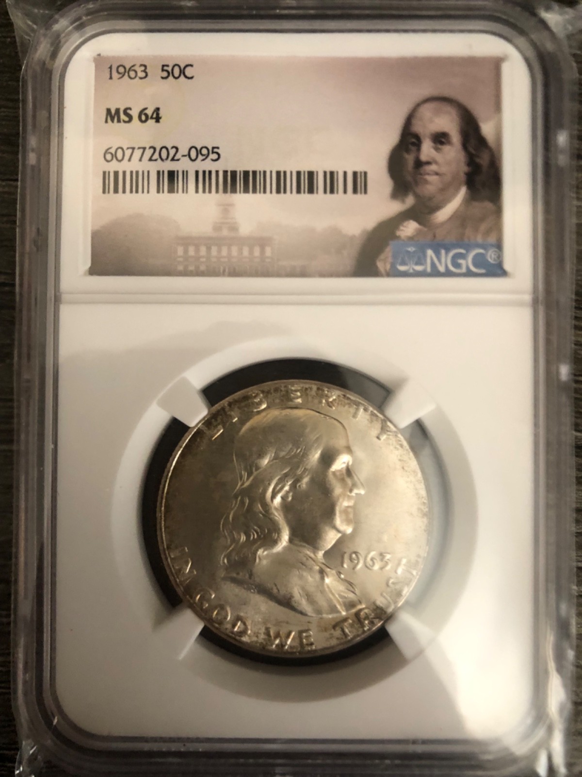 1963-P MS64 Franklin Half Dollar 50c NGC Crazy Reverse Tone!