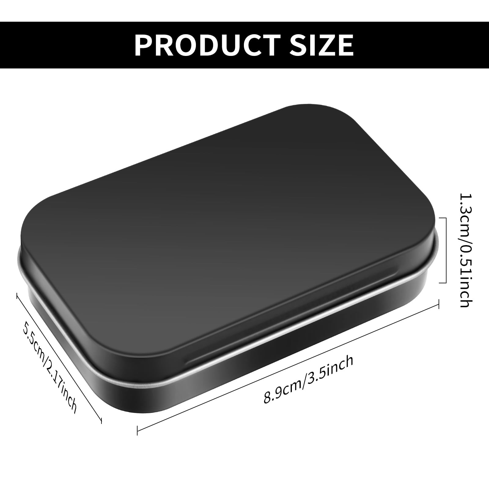 Ouligay Black Metal Rectangular Empty Hinged Tins Metal Tin Box Small Tins wi...