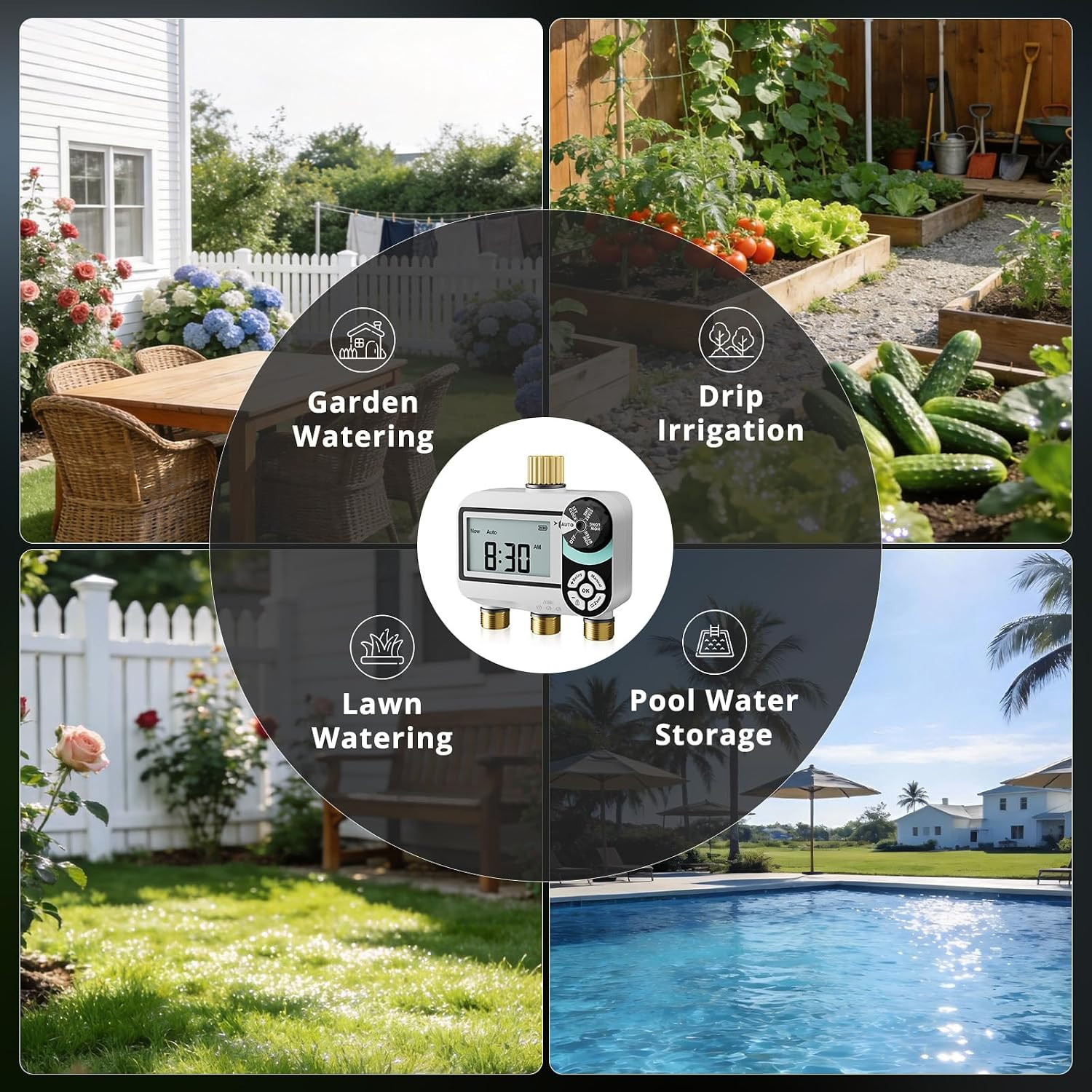 QUOBAS Brass Sprinkler Timer for Garden Hose, Programmable Water Timer for Hose