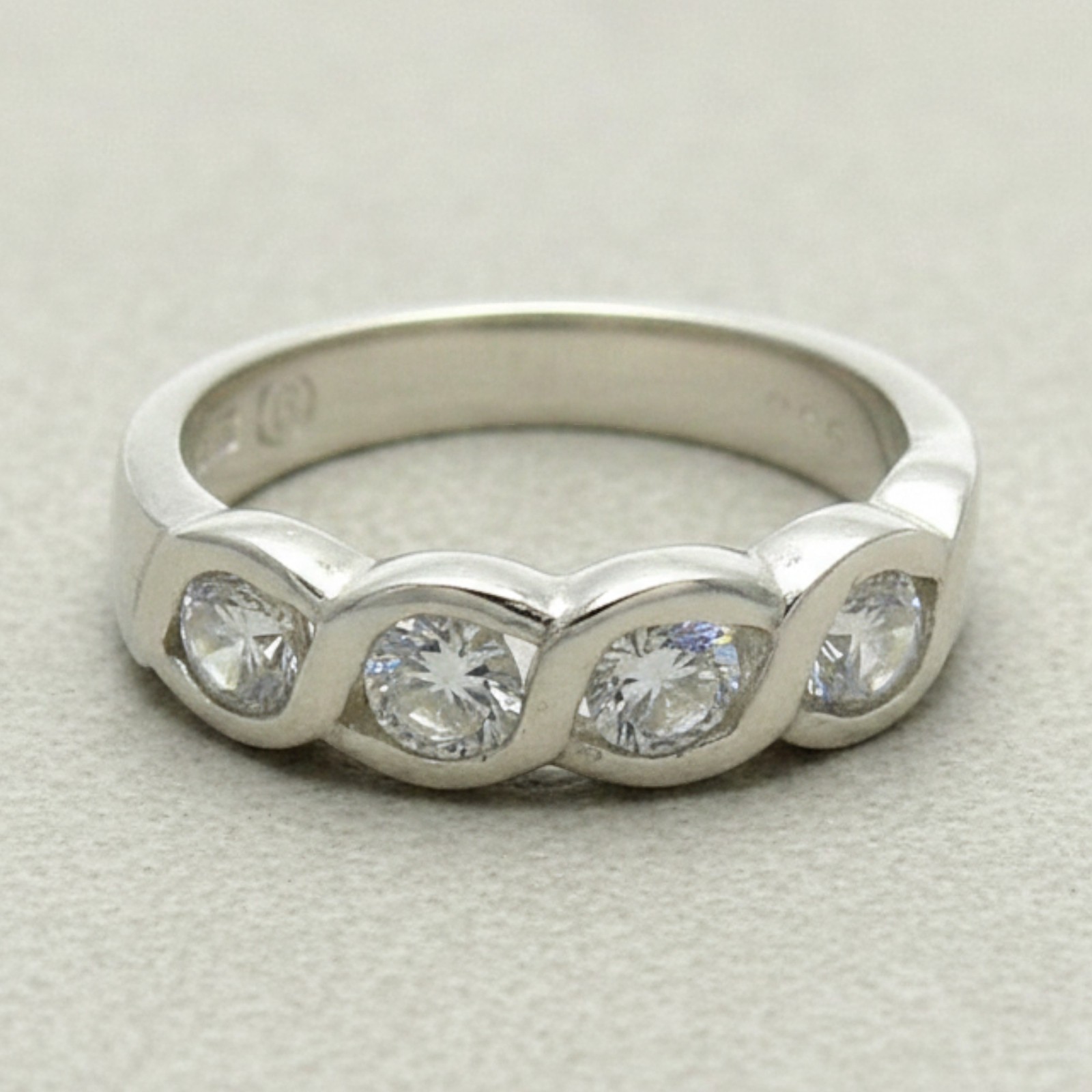 Stylish Sterling Silver Ring Stamped Solid 925 With Cubic Zirconia Handmade