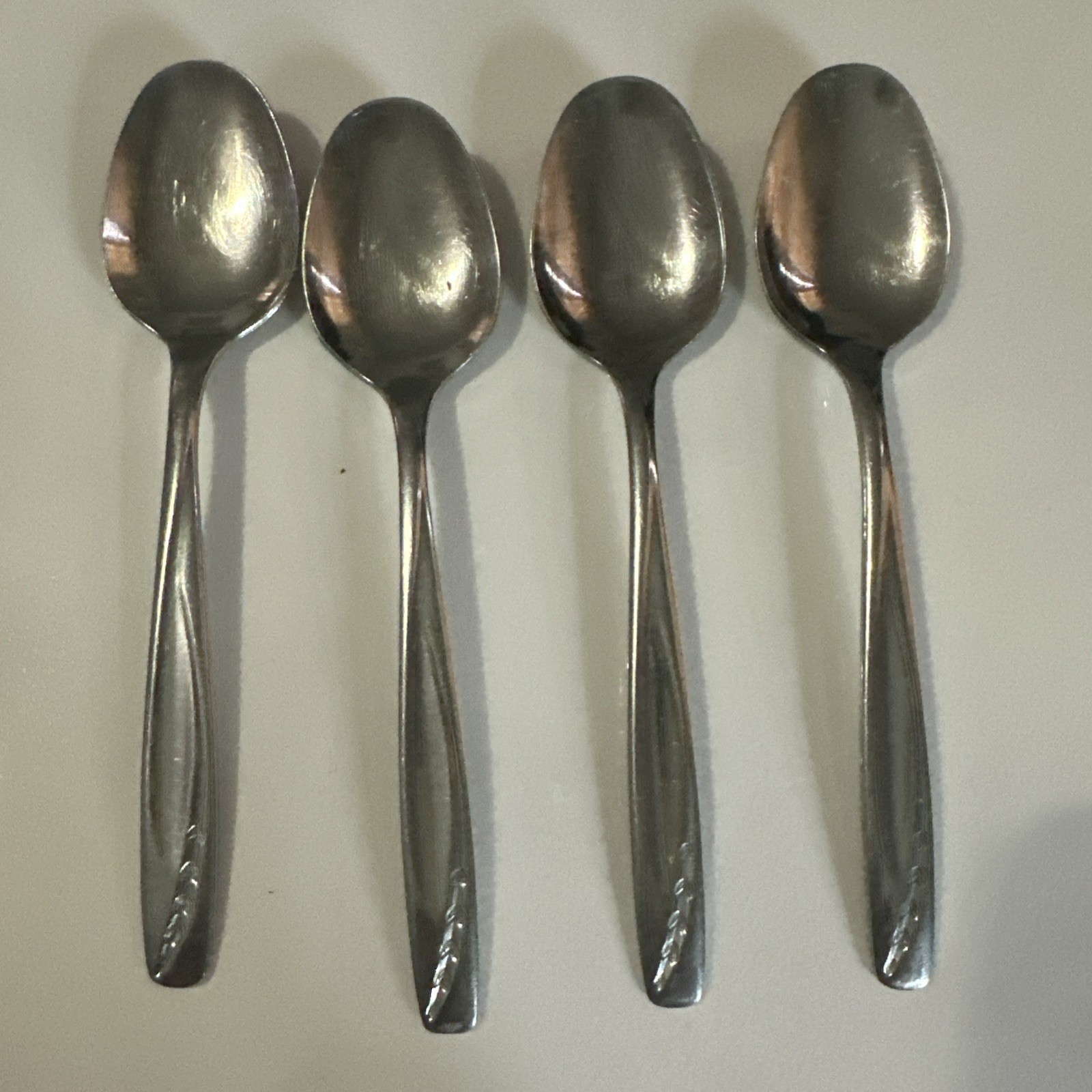 Rogers Cutlery Co. 4 Spoons Hearts Stainless USA 7.5"