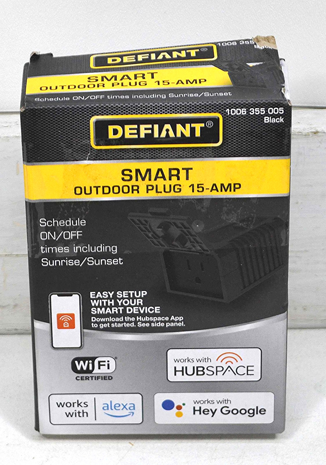 Defiant Smart Outdoor Plug 15A ON/Off Time WiFi Alexa Hey Google Hubspace New
