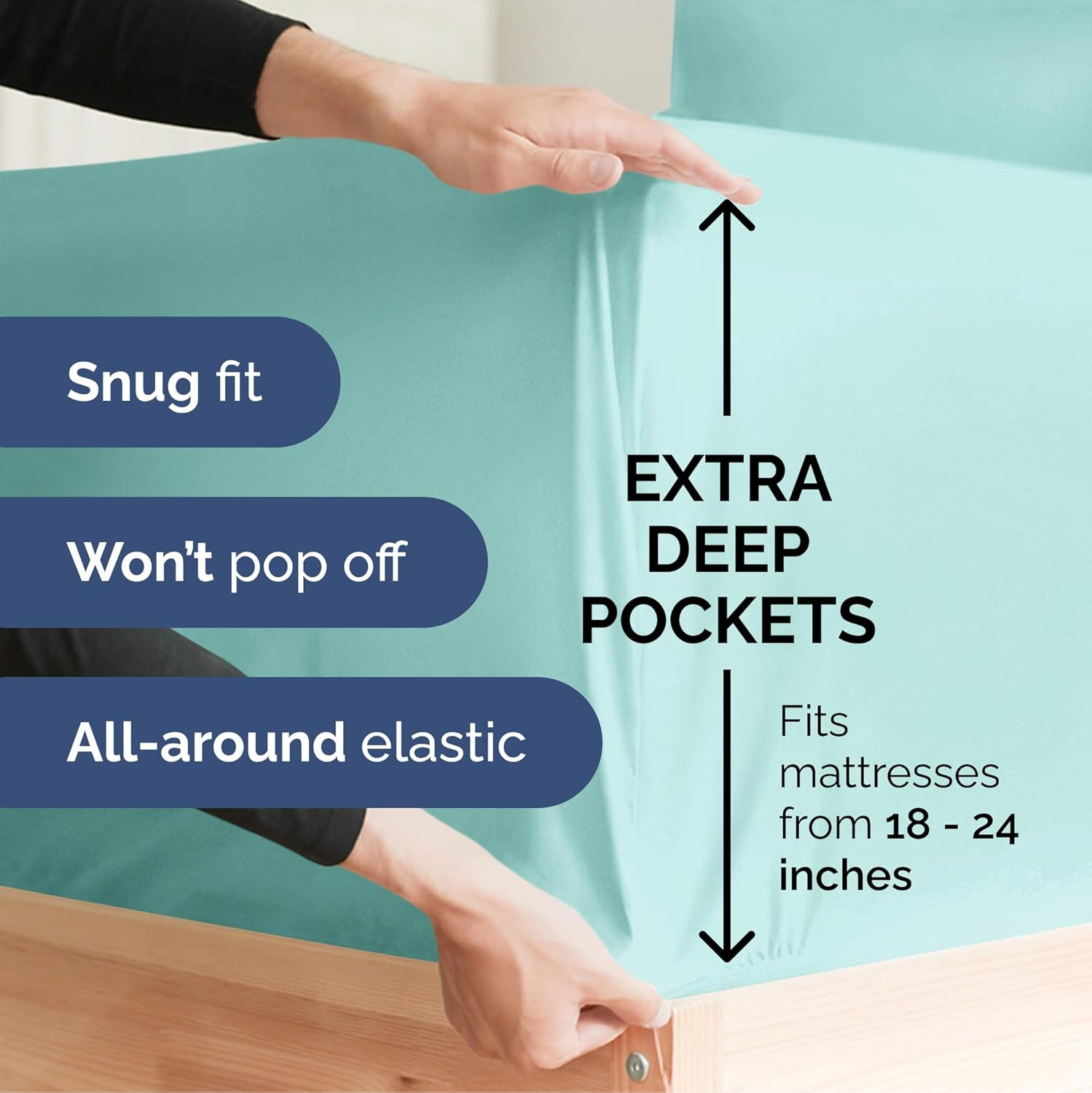 Extra Deep Split King Sheet Set - 7 Piece Breathable & Cooling Sheets - Hotel Lu