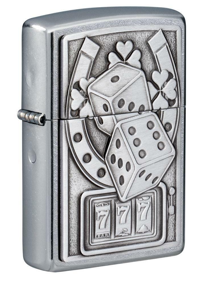 Zippo Windproof Lucky Emblem Lighter, Horshoe, Dice, Shamrock, 49294, New In Box
