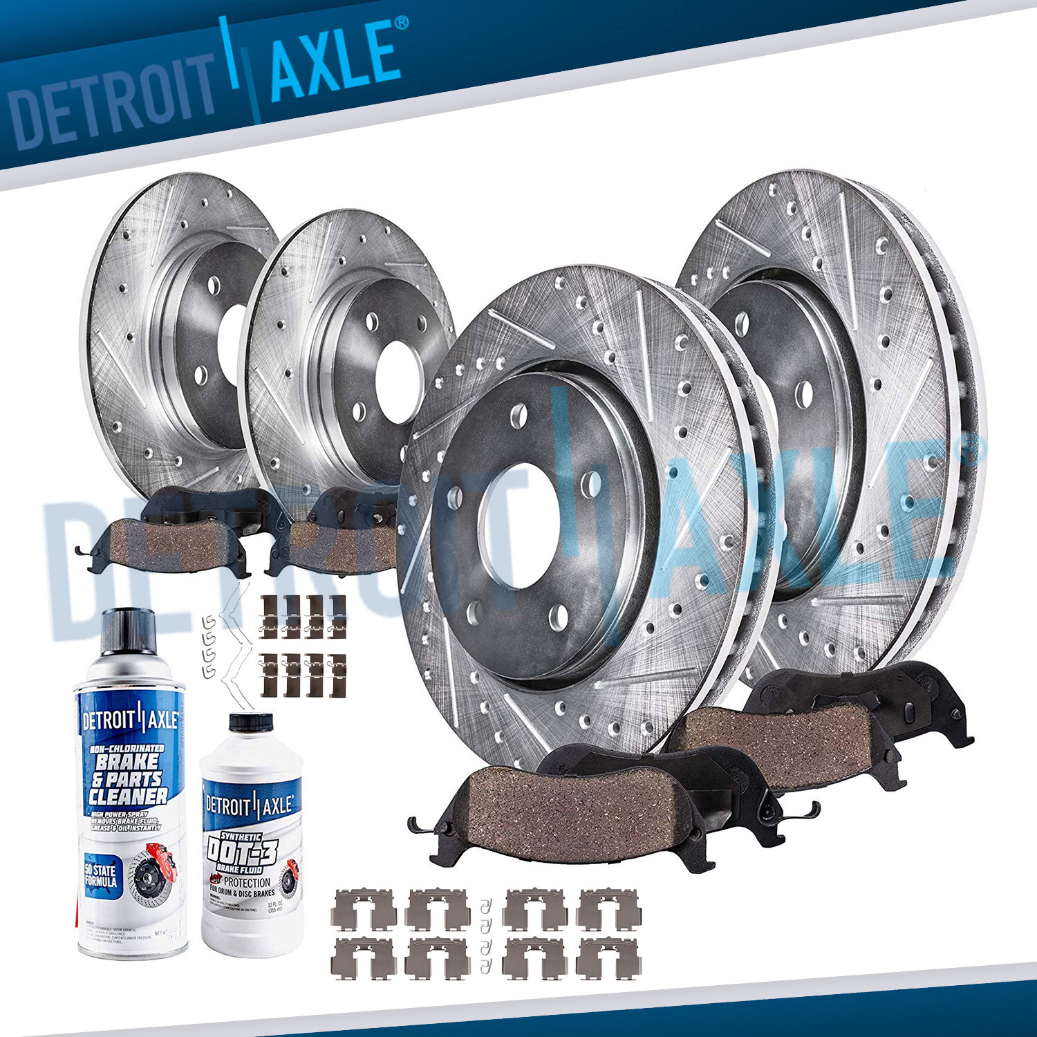 Front Rear Drilled Rotors Brake Pads Kit for 2013-2017 ES300h ES350 Avalon Camry