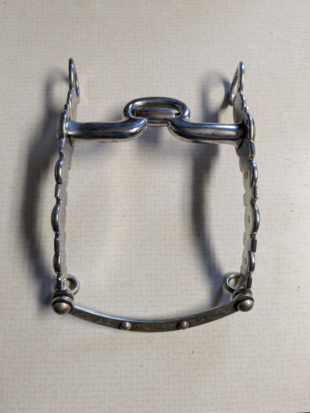 Engraved Sterling Silver Concho Cheeks and Slobber Bar