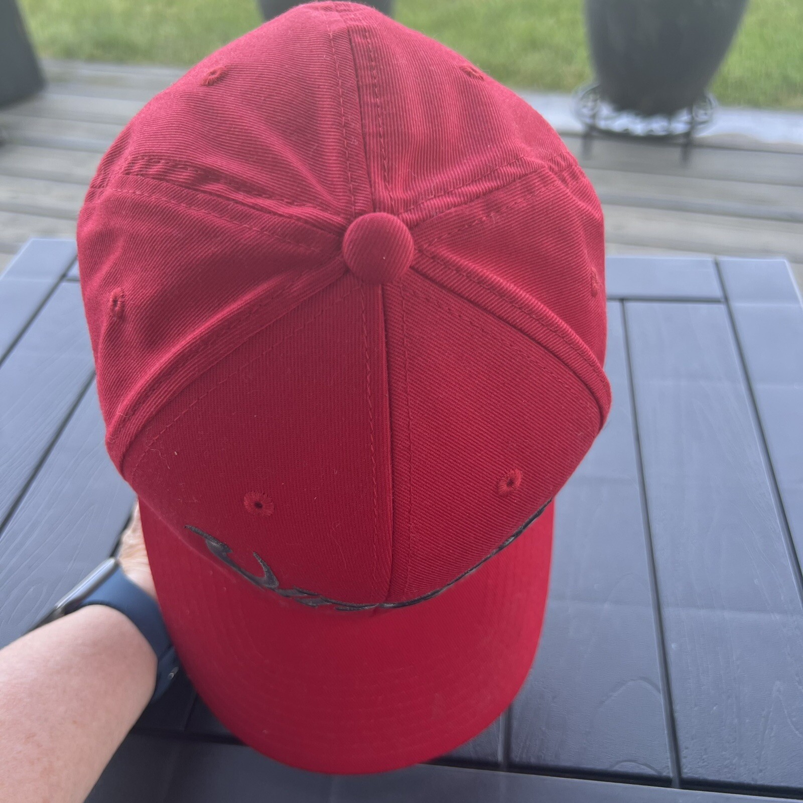 Vipers Script in Gray on Red Hat Cap Yupoong S-M Flex Fit EUC