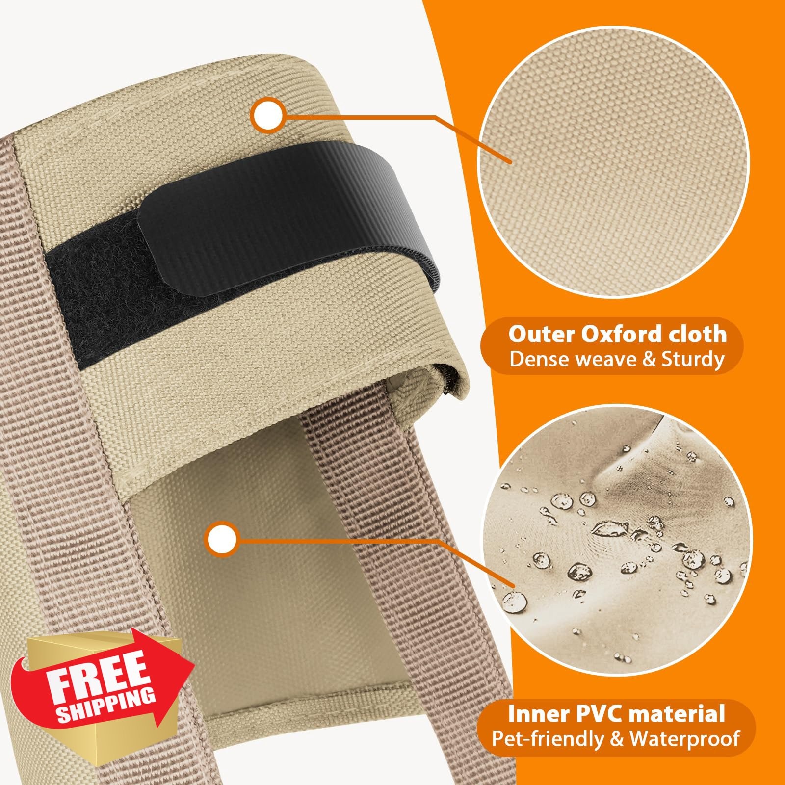 Mayerzon Dog Muzzle Khaki L, Large Medium Small Dogs, Adjustable Soft Sturdy