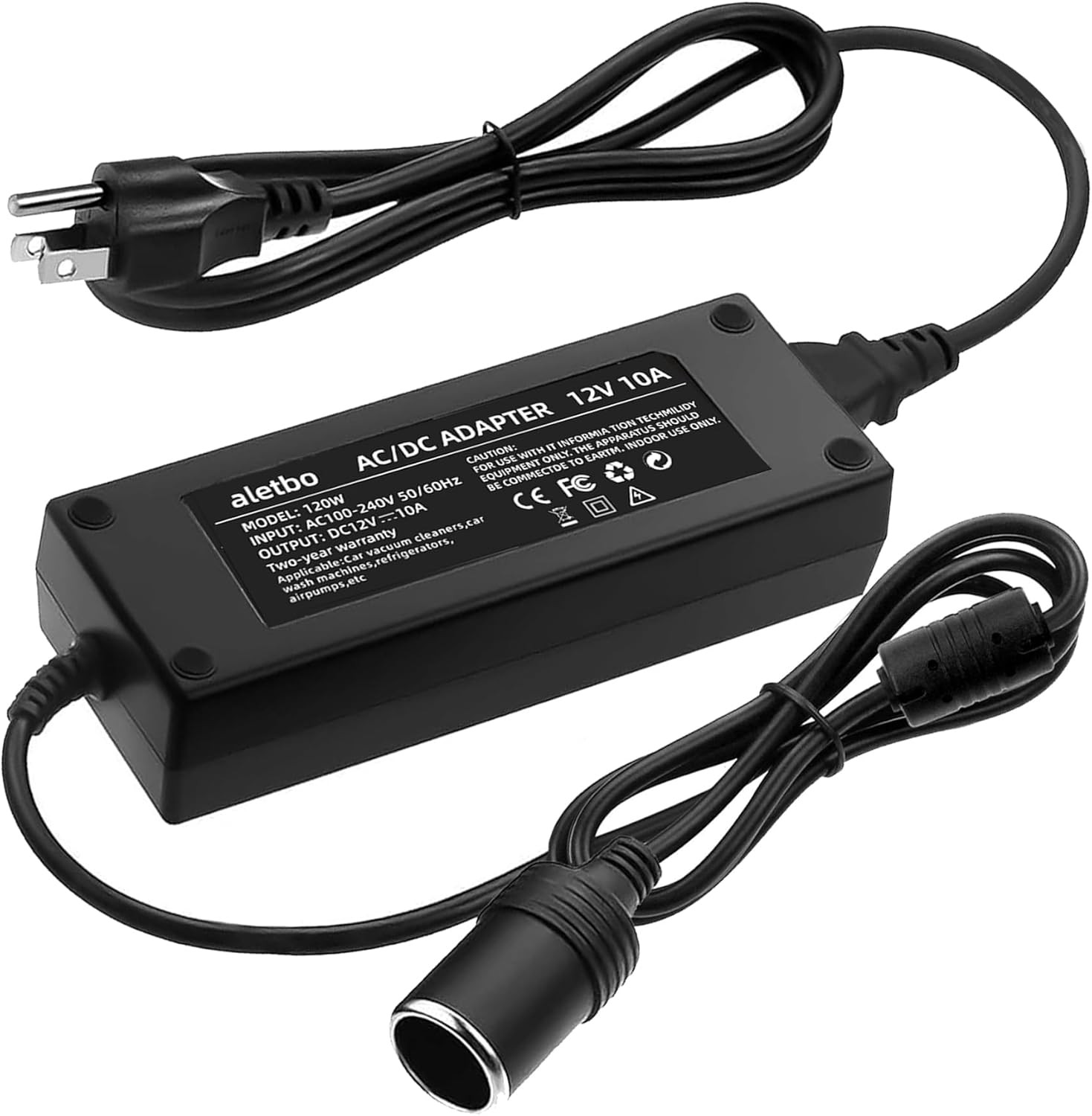 120V to 12V Converter Ac to Dc, 10A 110W, 12 Volt Converter, Cigarette Lighter A