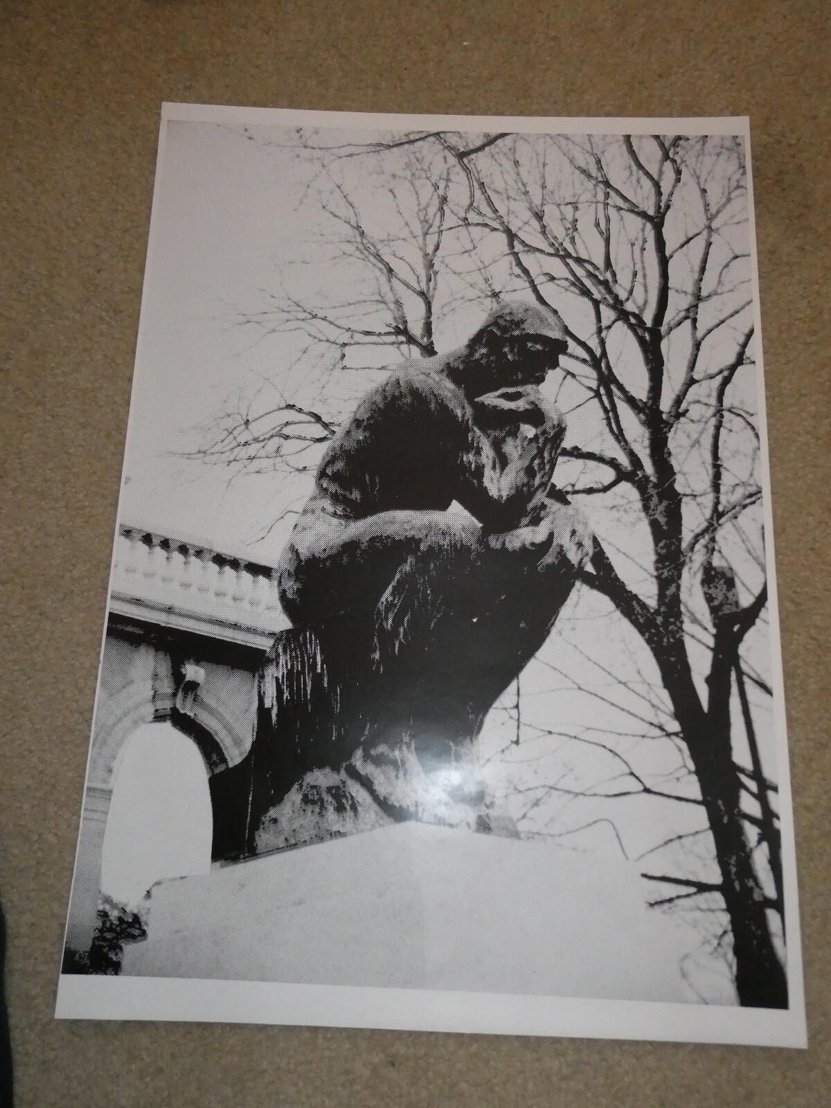 Unique Vintage 1980s Photograph Art Poster The Thinker Man Statue 23x16"