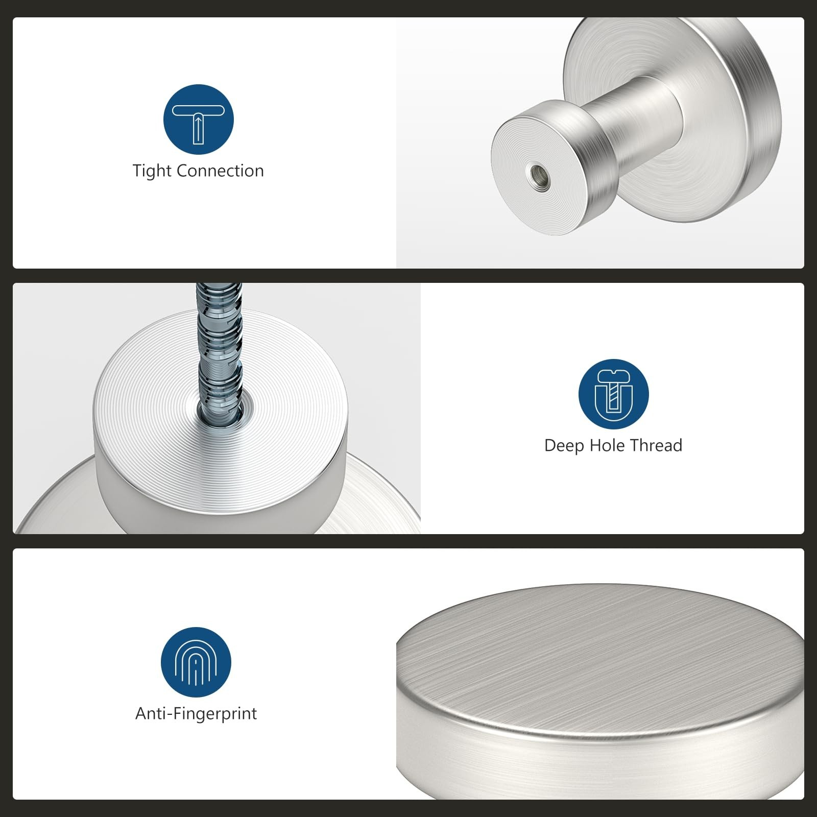 5 Pack Cabinet Knobs Brushed Nickel - Solid Drawer Knobs for Dresser, Modern ...