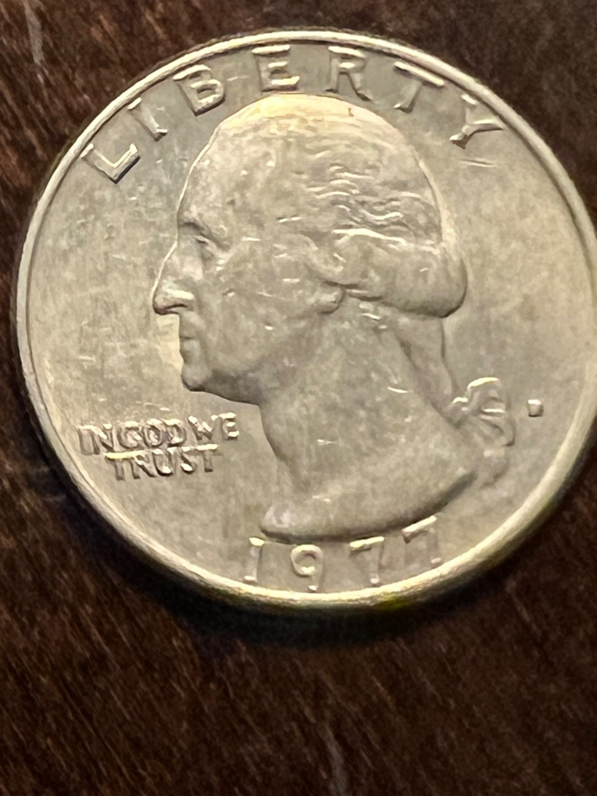 Rare 1977 Washington 25 Cents Quarter With Filled Mint Mark